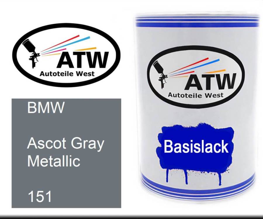 BMW, Ascot Gray Metallic, 151: 500ml Lackdose, von ATW Autoteile West.